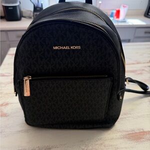 Michael Kors Black and Gold Logo Backpack
